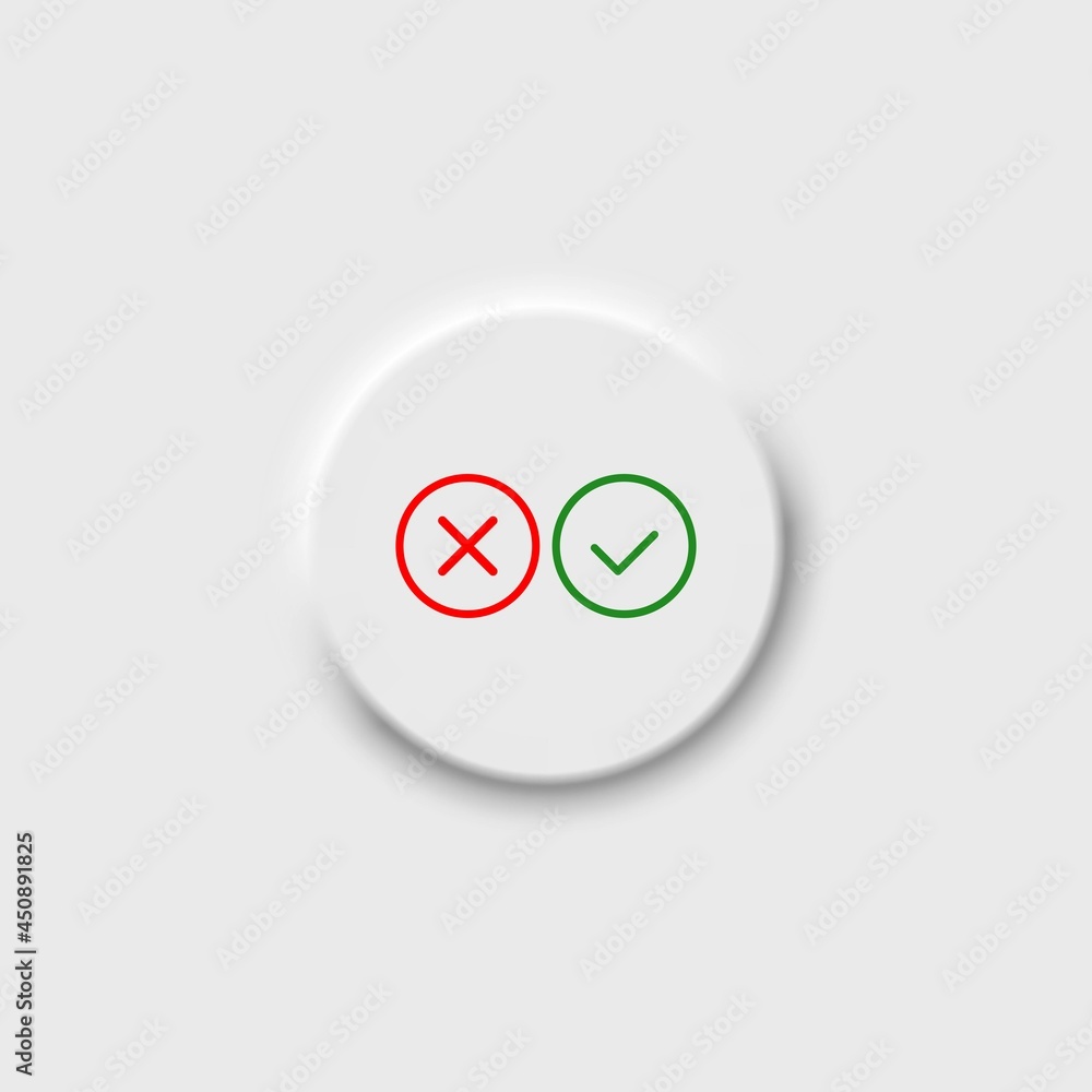 Стоковий вектор Approve and Reject on neomorphism button icon in color ...