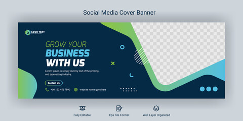 Creative corporate business marketing social media Facebook cover banner post template	