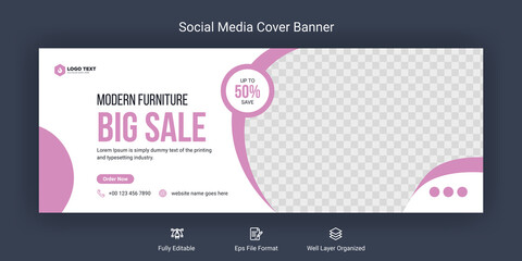 modern furniture social media facebook cover banner template