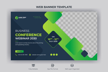 Wall Mural - Webinar business conference web banner and youtube thumbnail template