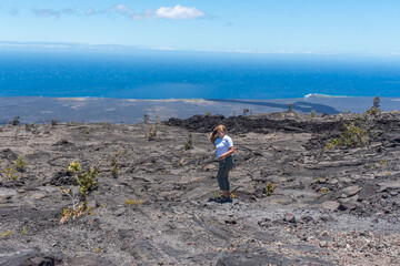 Sticker - Volcanoes national park overlooking the ocean