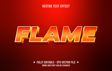 Editable text effect gradient style flame with red and orange color