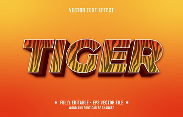 Wall Mural - editable text effect gradient style animal tiger skin pattern and orange color