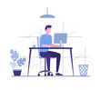 Office work concept. Colored flat vector illustration. Isolated on white background.