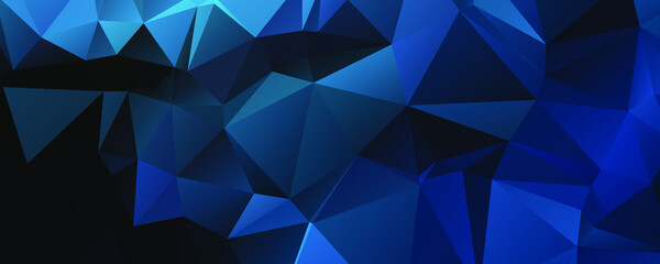 Abstract Blue Color Polygon Background Design, Abstract Geometric Origami Style With Gradient