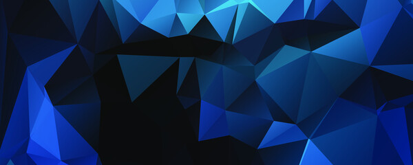 Abstract Blue Color Polygon Background Design, Abstract Geometric Origami Style With Gradient