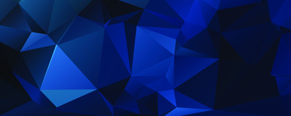 Abstract Blue Color Polygon Background Design, Abstract Geometric Origami Style With Gradient