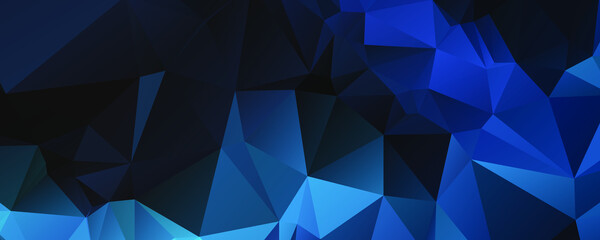 Abstract Blue Color Polygon Background Design, Abstract Geometric Origami Style With Gradient
