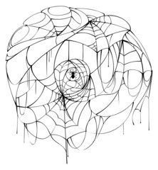 Wall Mural - black spider web and cobweb on white background symbol of halloween holiday