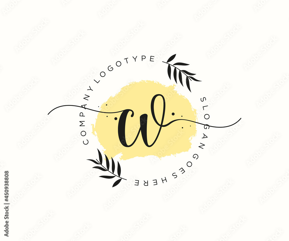 initial CV Feminine logo beauty monogram and elegant logo design ...