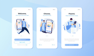 Mobile user interface screen with food order illustration set concept