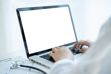 Isolated with clipping path, doctor working in office.