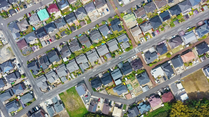 Fototapete - 住宅地　ドローン空撮　真俯瞰
