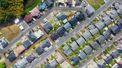 Fototapete - 住宅地　ドローン空撮　真俯瞰