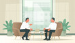 © tynyuk - Business negotiations. Two businessmen are discussing a deal or a startup. Business partners conversation