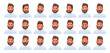 Set of different emotions of a bearded man. Fear, surprise, happiness, anger, envy. Facial expression