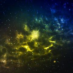 Wall Mural - Cosmic, starry sky, with a bright star. Universe. Square orientation. Space background.