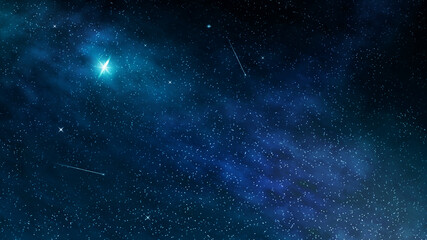 Wall Mural - Cosmic, starry sky, with a bright star. Universe. Space background.