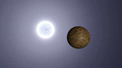 Wall Mural - super-earth planet, realistic exoplanet, planet suitable for colonization, earth-like planet in far 
