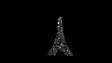 Fototapeta Boho - 3d rendering mechanical parts in shape of symbol of Eiffel tower isolated on black background
