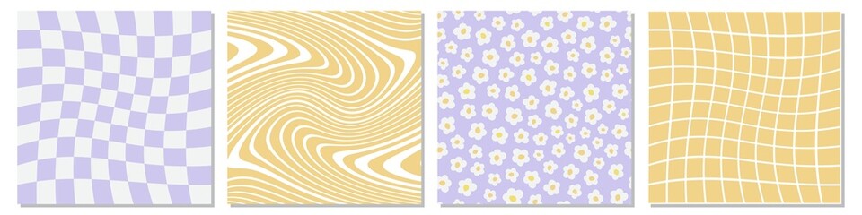 Set of retro 1970s style abstract backgrounds