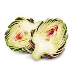 Wall Mural - Fresh artichoke halves isolated on white background