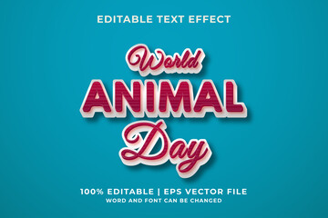 Wall Mural - World Animal Day editable text effect template retro style Premium Vector