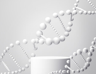 Wall Mural - background for cosmetic and medical product, dna helix, podium display