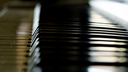 Sticker - Selective focus shot of classic piano keys