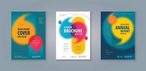 Wall Mural - business leaflet brochure flyer corporate book cover template, abstract speech bubble in halftone