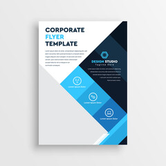 Flyer brochure design, business cover size A4 template, geometric rhombus blue color - Abstract flyer design background. Brochure template