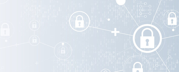 internet digital security technology concept for business background. Lock on circuit board