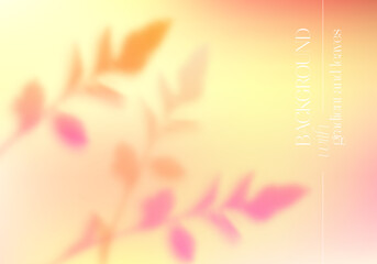 Leinwandbilder - Colorful Vector Shadow of Tree Leaves on Background with Gradient. Decorative Design Element for Posters and Mockups. Creative Overlay Effect