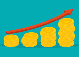 Wall Mural - Income growth chart, banking services, financial report graph concept. Vector illustration.