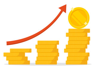 Sticker - Income growth chart, banking services, financial report graph concept. Vector illustration.