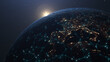 © your123 - Global network connection and data connections concept. Communication technology global network. Global world network and telecommunication on earth cryptocurrency and blockchain and IoT.