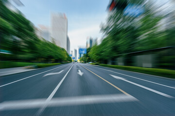 Wall Mural - road with modern office building in hangzhou china