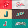 ,Male name,Julian in various Retro graphic design elements, set of vector Retro Typography graphic design illustration