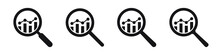 Analytic Vector Icons - Magnifying Glasses With Bar Chart
