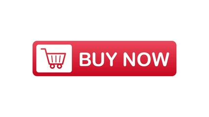 Sticker - Buy now. Red Ribbon on white background. Motion graphics.