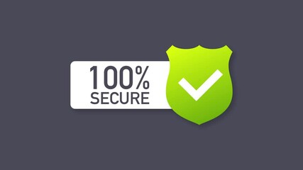 Sticker - 100 Secure grunge icon. Badge or button for commerce website. Motion graphics.