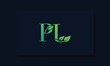 Minimal leaf style Initial PL logo