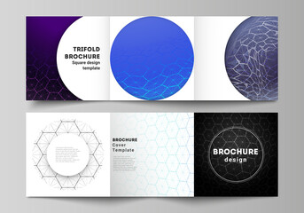 Wall Mural - vector layout of square format covers design templates for trifold brochure. digital technology and 