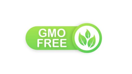 Wall Mural - Green colored GMO free emblems, badge, logo, icon. Motion graphics.