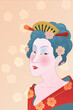 geisha japanese girl illustration vector, woman face