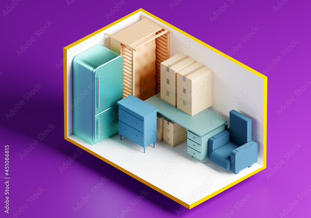 Self Storage 3d Example Self storage units for rent. Demonstration of storage unit capacity ...