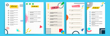 Set Collection Of To Do Check List Blank Daily Or Weekly Planner. Suitable For Print And Web, Social Media Story Stories Banner, Diary, Notebook Template Layout With File Document Geometric Pattern