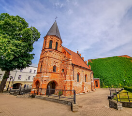 Poster - Gothic Church of St. Gertrude in the old town Kaunas, Lithuania. One of the oldest Brick Gothic churches and buildings of Gothic architecture in Lithuania.