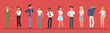 Group of people, women and men sick and coughing character vector design.