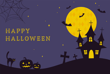 Wall Mural - vector background with halloween illustrations for banners, cards, flyers, social media wallpapers, etc.